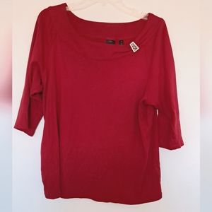 Red Top with Decorative Neckline. 1x